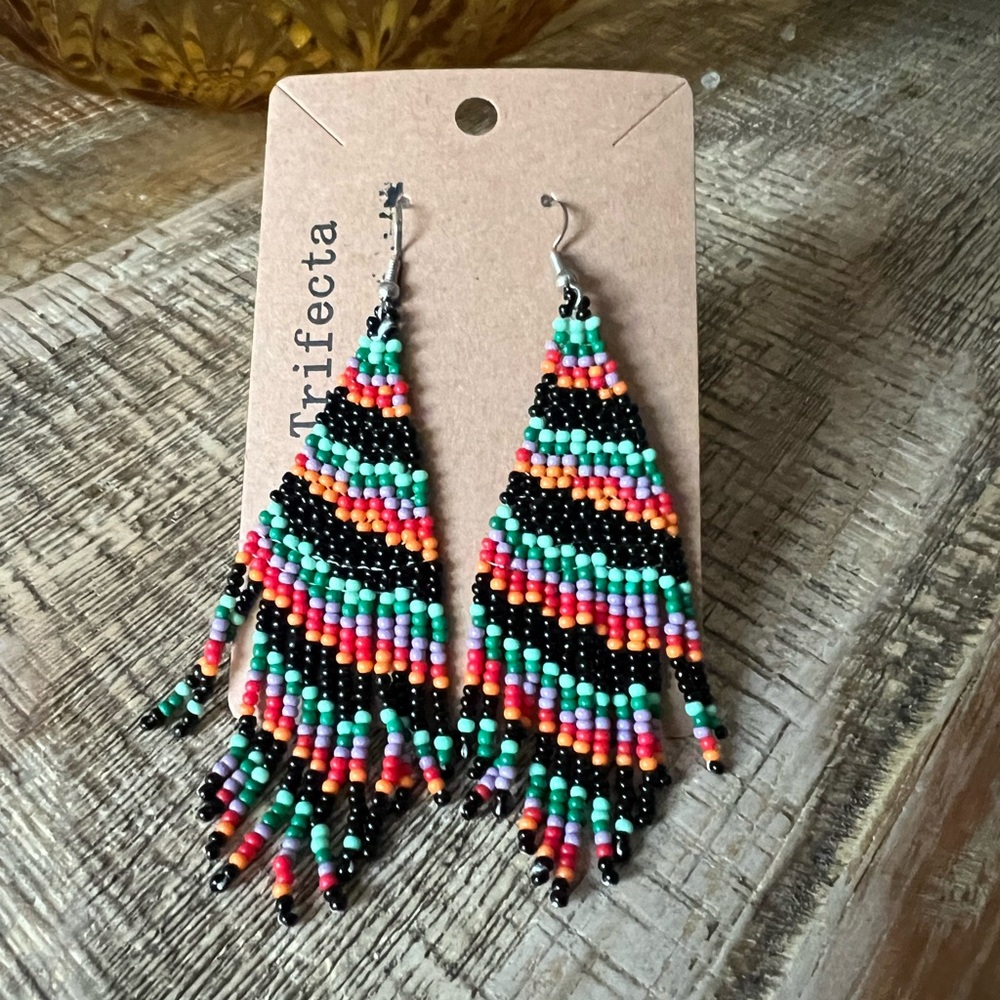 Fun Seed Bead Fringe Earrings — Handmade by Art Trifecta
